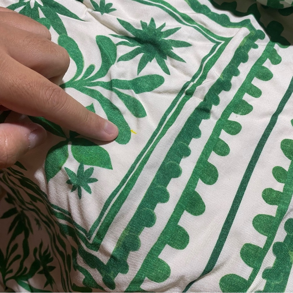 Mon Renn Losas Maxi Dress Green Cream Floral Vacation Medium - Picture 4 of 15